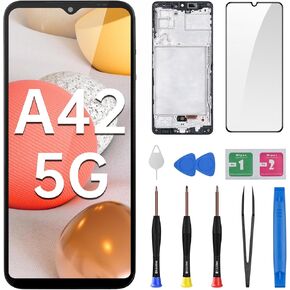 for Samsung Galaxy A42 5G AMOLED Screen Replacement with Frame OLED Display Touch Digitizer Full Assembly Fix Glass with Repair Tools Kit SM-A426U SM-A426U1
