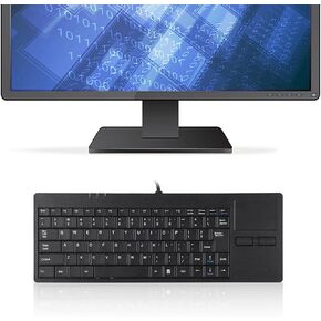 Wired Usb Touchpad Keyboard, 86 Key Ultra Thin Keyboard, With Built In Touchpad Hub Port For Desktop, Laptop, PC, Ergonomic Tablet Black