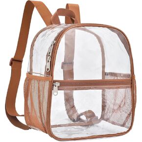 Clear Backpack Stadium Approved 12×12×6 Clear Mini Backpack Small Transparent Backpack for Concert, Beach, Work, Travel & Sporting（Light purple）