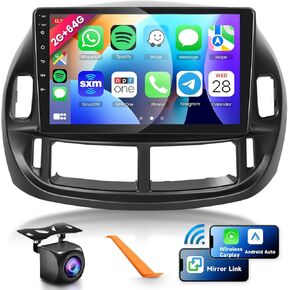 2G+64G Car Radio Stereo for Radio Stereo for Toyota Previa ESTIMA ACR30 Tarago 2002-2006, Wireless CarPlay/Android Auto 10.1 Inch HD Touch Screen Android 13 GPS WiFi Bluetooth FM/RDS HD Camera