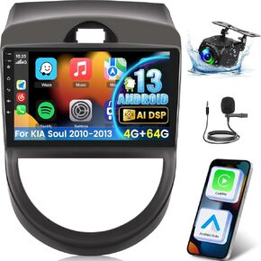 [4+64G] NHOPEEW for KIA Soul 2010-2013 Android 13 Car Radio with Wireless Carplay and Android Auto - 9 Inch 1280 * 720 HD Touch Screen Car Stereo - AI DSP/WiFi/GPS Navi/SWC + AHD Backup Camera