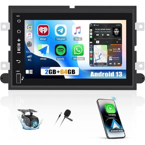 2+64G Android 13 Car Stereo for F150 F250 F350 Fusion Edge Taurus Freestar MKX Mark LT Mustang Wireless CarPlay Android Auto, 7 ’’ Radio with Mirror Link GPS WiFi BT FM RDS EQ SWC + Backup Camera