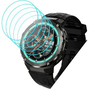 [5 Pack] for Gloryfit Military Smart Watch T10 Screen Protector Tempered Glass Film [9H Hardness] [Anti-Scratch] [Anti-Fingerprint] [Bubble Free] Screen Protector for Gloryfit T10 Smartwatch