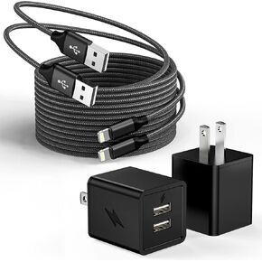 2 Pack iPhone Charger,iPhone 14 Wall Charger Cube Dual Port USB-A Adapter Block with 10FT USB A to Lightning Fast Charging Cable Cord for iPhone 14/13/12/11/Pro Max/Pro/Plus,8 Plus/7/6/XS/XR/X/SE,iPad
