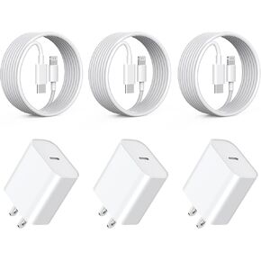 iPhone 14 13 12 11 Fast Charger,【MFi Certified】 3Pack 20W USB-C Power Adapter Rapid Wall Charger Block with 10FT Type-C to Lightning Fast Charging Data Sync Cord for iPhone14 13 12 11 Xs Xr X 8