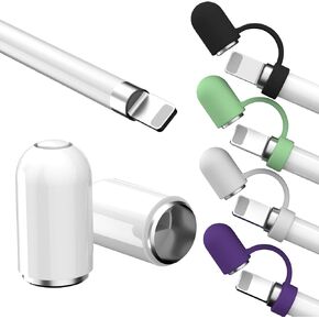 for Apple Pencil 1st Generation Magnetic Cap Silicone Anti Lost Cap Holder for Apple Pencil 1st Gen Stylus Pen Top Cap Replacement Accessory for iPad Pro Air Mini 10 9 8 7 (2 Cap+4 Cap Holder)