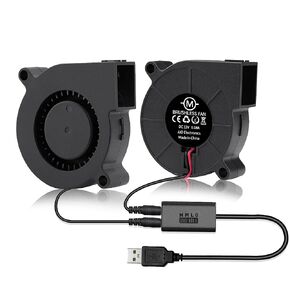 2Pcs USB Blower Fan 50mm 5015 5V Brushless Turbine Turbo Blower for 3D Printer and Other Small Appliances Series Repair Replacement,Exhaust Vent Cooling