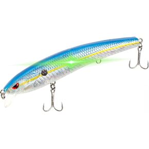 HADORAM Electric Twitching Jerkbait, USB Rechargeable LED Lighted Wobbler Long Casting Slow Sinking Flashing Bass Lures, Fishing Lures for Freshwater Saltwater Night Fishing
