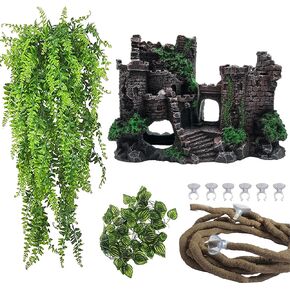 PINVNBY Reptile Hollow Tree Trunk Decoration,Resin Lizard Hideouts Log Hideaway,Crested Gecko Habitat Cave Decor,Aquarium Decaying Trunk Driftwood Ornament for Bearded Dragon Snake Betta Spider(3Pcs)