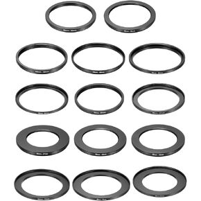 PATIKIL Step Up Down Ring Adapter Set, 14 Pcs Filter Step-Down Rings Camera Lens Filters Metal Ring Digital for ND IR DSLR Lenses, Black