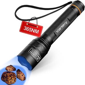 فانسكي X7 برو 365 نانومتر ضوء الأشعة فوق البنفسجية مشاعل الضوء الأسود: مصباح يدوي أسود LED مصباح يدوي احترافي للأشعة فوق البنفسجية كاشف البول للحيوانات الأليفة للكلاب والقطط وعلاج الراتنج وصيد الصخور (البطاريات متضمنة)