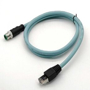 3.28ft M12 4 Pin A Code Male to RJ45 Male Industrial Ethernet Cable High Flex Cat7 Shielded Field Wireable Cable Assembly for Automation Application 1Meter