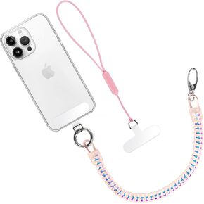 1 Pack Phone Lanyard Includes 1 Phone Tether,1 Wrist Strap，keychain Lanyard Phone Strap，Cell Phone Lanyard Crossbody Phone Lanyard Iphone Lanyard Compatible with Smartphones（Silver）