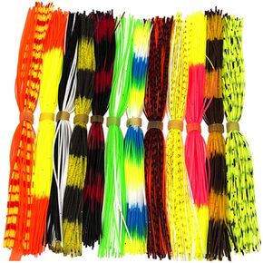 Silicone Jig Skirts Rubber Jig Lures Skirt DIY Spinnerbaits Buzzbaits Bass Skirts Jig Head Replacement for Fishing 12 Bundles 50 Strands