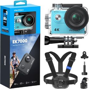 AKASO EK7000 Action Camera and Quick Release Chest Strap Accessories Kit Bundle