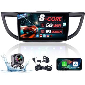 8 Core Car Radio for Honda CRV 2012-2016 5Ghz WiFi 10 Inch Touch Screen Car Stereo with Wireless Carplay Android Auto Bluetooth 48 EQ DSP SWC GPS Navigation Mirror Link Backup Camera 4+64 GB