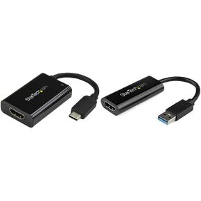 StarTech.com USB C to HDMI 2.0 Adapter with Power Delivery (CDP2HDUCP) and USB 3.0 to HDMI Adapter (USB32HDES)