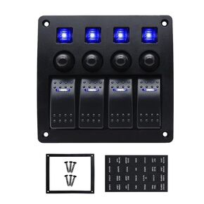8 Gang Rocker Switch Panel,12V Waterproof Toggle Switch Panel, Dual QC 3.0 USB Charger with Touch Control+Cigarette Lighter+Digital Voltmeter for Car, Boat, Truck, Trailer