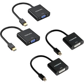 Femoro mini displayport to VGA Adapter 2 Pack Back with Mini DisplayPort to DVI Adapter 2 Pack to Feman