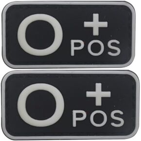 2 PCS Mini O+Emergency Patch PVC Compatible with PVC Patches for Hats,Plate Carrier Patches,Ifak Patch,First Aid Kit,Blood Type,A Pos
