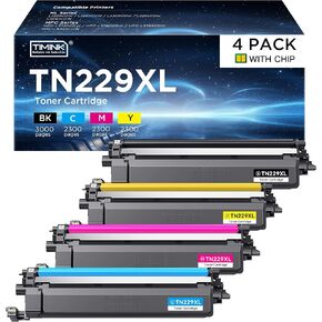 TN229XL TN229 Toner Cartridge Replacement for Brother TN229 XL TN 229XL TN-229XL Toner Work with Brother HL-L3220CDW MFC-L3720CDW HL-L3280CDW HL-L3300CDW MFC-L3780CDW Printer (TN229XLBK/C/M/Y-4 Pack)