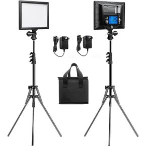 Pixel LED Video Light Kit, 2-Pack Panel Light, 3200K-5600k Dimmable Bi-Color LED Studio Lights with LCD Display, Stream Lighting for Photography Filming YouTube TikTok Shooting Video Recording (D20-2)
