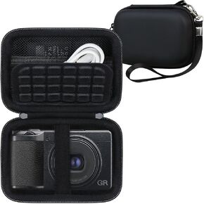 Camera Case for Ricoh GR IIIx/GR IIIx HDF/GR III/GR III HDF Digital Camera, Point and Shoot Cameras Travel Bag, Protective Storage Holder for USB Cable, Battery and SD Cards, Black