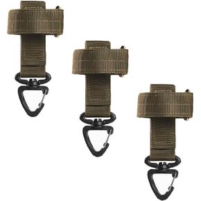 3 Pcs Tan Nylon Tactical Glove Holder Straps with Adjustable Safety Clips for Duty Belts Ideal for Outdoor Work Climbing Rope Storage Hunter Gear Connect Rope Organization 360° Swivel Hook Buckles