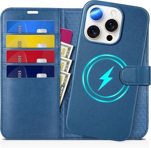 TUCCH Case Wallet for iPhone 16 Pro Max, [Detachable] Kickstand RFID Blocking 4 Card Slot Shockproof TPU Interior Case, PU Leather Removable Flip Cover Compatible with iPhone 16 Pro Max 5G, Black in Saudi Arabia