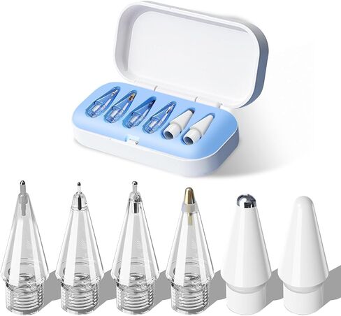 6Pack Replacement Pencil Tips for Apple Pencil Pro/2nd Gen/1st Gen/USB-C，Upgraded iPad Pen Tips with Storage Case, IPad Pro Pencil Tips Sets, Accessories for Apple Pencil （Blue 6 in 1） in Kuwait
