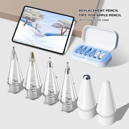 6Pack Replacement Pencil Tips for Apple Pencil Pro/2nd Gen/1st Gen/USB-C，Upgraded iPad Pen Tips with Storage Case, IPad Pro Pencil Tips Sets, Accessories for Apple Pencil （Blue 6 in 1） in Kuwait