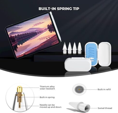 6Pack Replacement Pencil Tips for Apple Pencil Pro/2nd Gen/1st Gen/USB-C，Upgraded iPad Pen Tips with Storage Case, IPad Pro Pencil Tips Sets, Accessories for Apple Pencil （Blue 6 in 1） in Kuwait