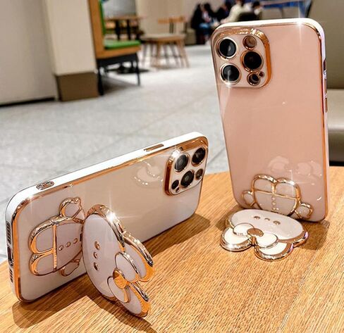 حافظة لهاتف سامسونج جالاكسي S24 الترا للنساء والفتيات، مسند مرآة على شكل أرنب مخفي لطيف، حافظة هاتف S24 الترا مطلية ببريق ناعم من البولي يوريثان اللدن بالحرارة، غطاء بناتي لهاتف سامسونج S24 الترا باللون الأسود in Kuwait