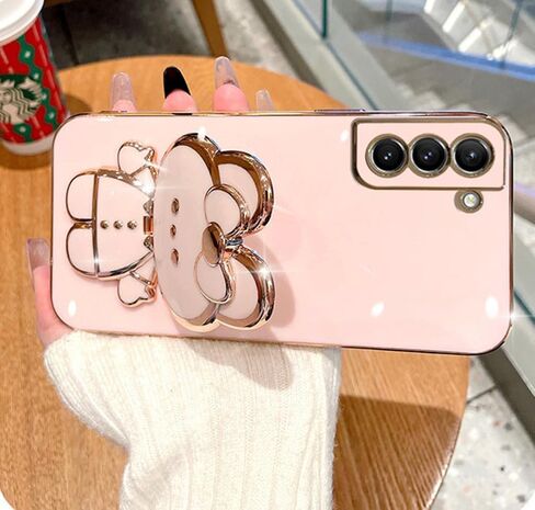 حافظة لهاتف سامسونج جالاكسي S24 الترا للنساء والفتيات، مسند مرآة على شكل أرنب مخفي لطيف، حافظة هاتف S24 الترا مطلية ببريق ناعم من البولي يوريثان اللدن بالحرارة، غطاء بناتي لهاتف سامسونج S24 الترا باللون الأسود in Kuwait