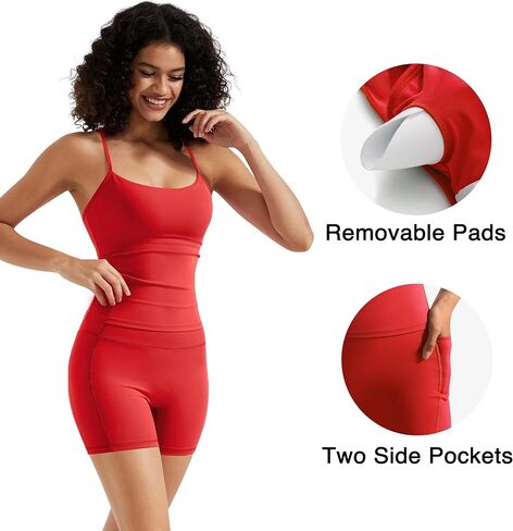 RXRXCOCO Cross Back Workout Sets for Women 2 Piece Padded Halter Tank Tops Hidden Scrunch Butt Booty Shorts with Pockets in Kuwait