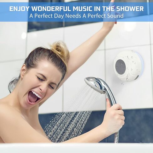 مكبر صوت Bluetooth دش مقاوم للماء ميني صغير صغير لطيف محمولة محمولة كوب حمام مكبر صوت ، مكبر صوت يدوي مع الميكروفون المدمج ، 4 ساعات من وقت اللعب - أسود in Kuwait