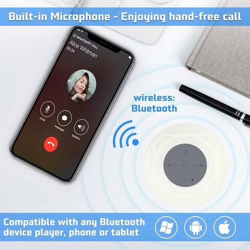 مكبر صوت Bluetooth دش مقاوم للماء ميني صغير صغير لطيف محمولة محمولة كوب حمام مكبر صوت ، مكبر صوت يدوي مع الميكروفون المدمج ، 4 ساعات من وقت اللعب - أسود in Kuwait