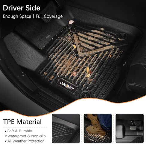 GINOWY-Floor Mats Cargo Liner for Kia K5 2021-2024 2025 (Only FWD Models) & for Hyundai Sonata 2020-2025, TPE All Weather 2024 K5 Car Floor Mats Set, 2024 Sonata Trunk Mat Anti-Slip Durable Black in Kuwait