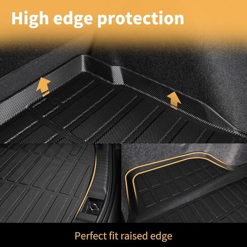 GINOWY-Floor Mats Cargo Liner for Kia K5 2021-2024 2025 (Only FWD Models) & for Hyundai Sonata 2020-2025, TPE All Weather 2024 K5 Car Floor Mats Set, 2024 Sonata Trunk Mat Anti-Slip Durable Black in Kuwait