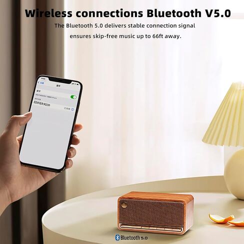 مكبر صوت بلوتوث خشبي محفر ، مكبرات صوت محمولة لاسلكية مع صوت استريو 20W ، مكبر صوت عتيقة مع AUX ، بطاقة الصوت USB ، Micro SD Black in Saudi Arabia