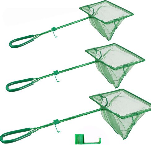 3in 4in 6in Aquarium Fish Net Fine Mesh Net Quick Catch Nets Nylon Fishing Nets with Long Plastic Handle for Fish Tank, Green in Kuwait