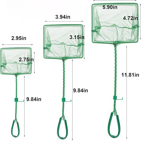 3in 4in 6in Aquarium Fish Net Fine Mesh Net Quick Catch Nets Nylon Fishing Nets with Long Plastic Handle for Fish Tank, Green in Kuwait