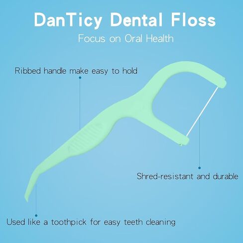 Extra Strong Dental Floss Picks | Professional Clean Flosser Picks | Toothpicks for Adults | Easy Grip Handle | Fresh Mint, 50 Count in Kuwait