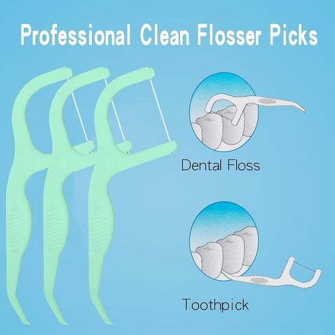 Extra Strong Dental Floss Picks | Professional Clean Flosser Picks | Toothpicks for Adults | Easy Grip Handle | Fresh Mint, 50 Count in Kuwait