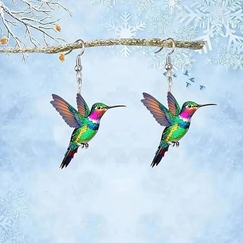 Acrylic Hummingbird Earrings For Women,Animal Dangling Earrings Women's Drop & Dangle Earrings Charms Jewelry Hummingbird Gifts Bird Lover Gifts For Women in Kuwait
