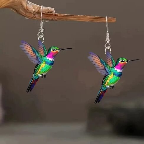 Acrylic Hummingbird Earrings For Women,Animal Dangling Earrings Women's Drop & Dangle Earrings Charms Jewelry Hummingbird Gifts Bird Lover Gifts For Women in Kuwait