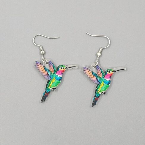 Acrylic Hummingbird Earrings For Women,Animal Dangling Earrings Women's Drop & Dangle Earrings Charms Jewelry Hummingbird Gifts Bird Lover Gifts For Women in Kuwait