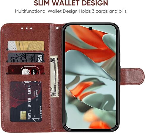 Case for Pixel 9 Pro XL Case, Google 9 Pro XL GGX8B Wallet Case with Tempered Glass Screen Protector, Flower Leather Flip Credit Card Holder Stand Phone Cover for Google Pixel 9 Pro XL Brown in Kuwait