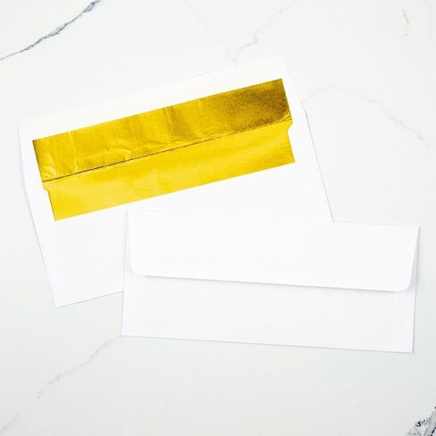 LUXPaper A8 Foil Lined Invitation Envelopes | Peel & Press | 5 1/2" x 8 1/8" | White w/Silver LUX Lining | 60lb. Text | 50 Qty in Saudi Arabia