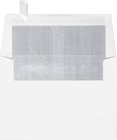 LUXPaper A8 Foil Lined Invitation Envelopes | Peel & Press | 5 1/2" x 8 1/8" | White w/Silver LUX Lining | 60lb. Text | 50 Qty in Saudi Arabia